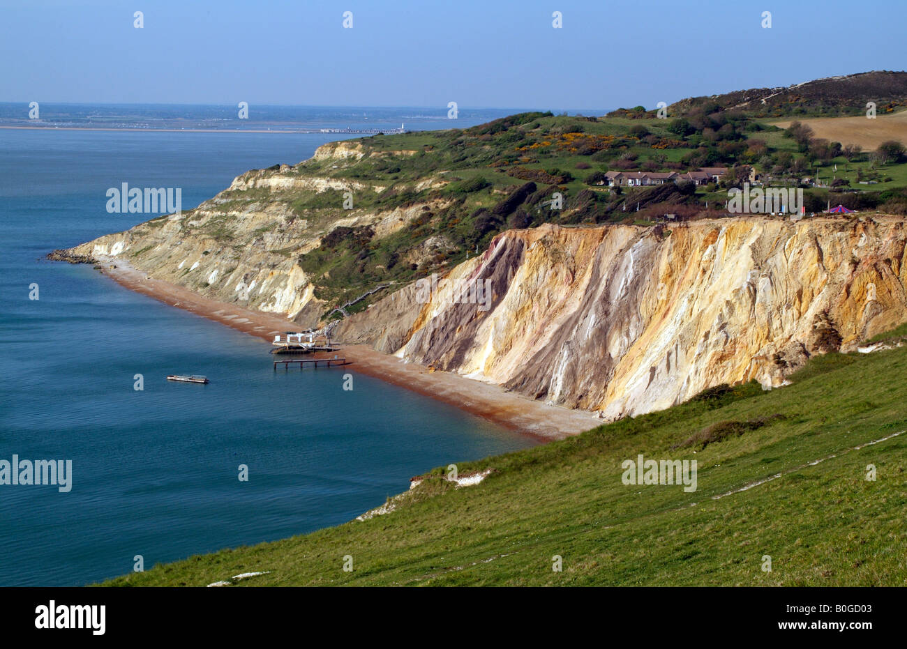 Coloured Sand Cliffs at Alum Bay Isle of Wight England Stock Photo Alamy