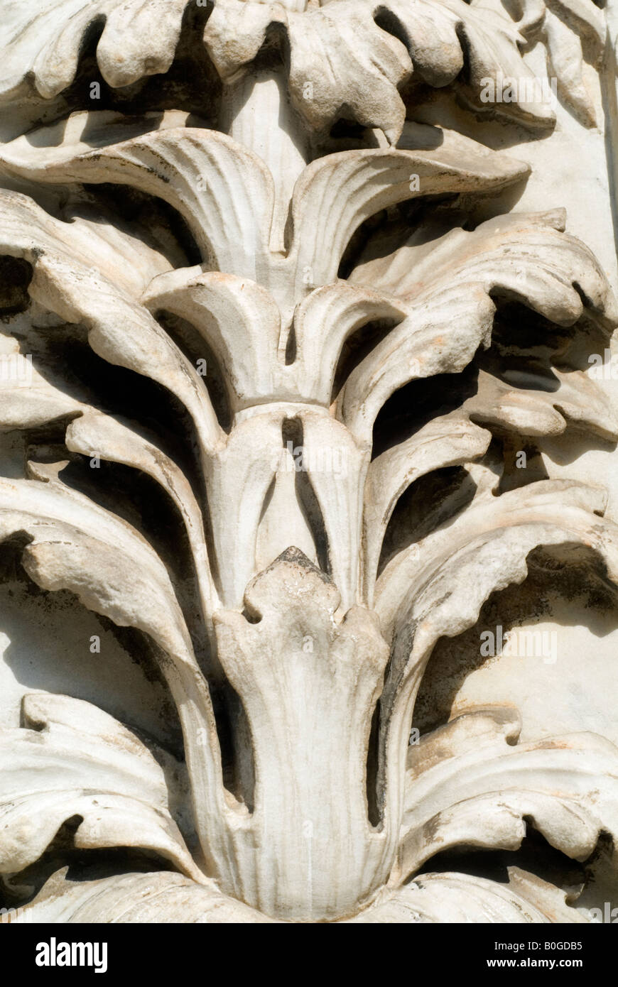 Close up of marble leaf architectural detail, The Duomo, Florence, Italy Stock Photo