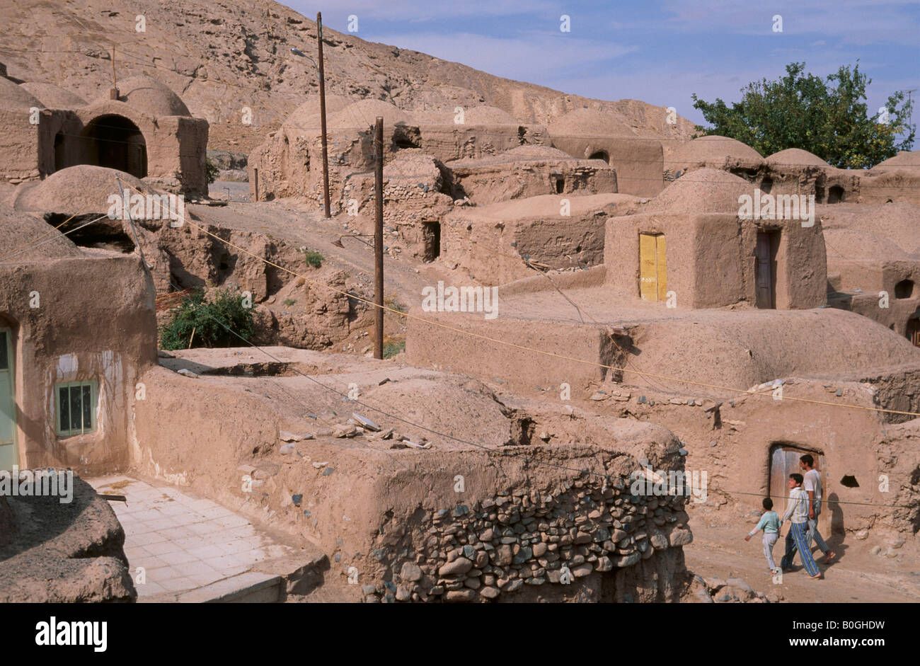 A view of an Iranian village with houses built from mud, Tchaleh Qareh