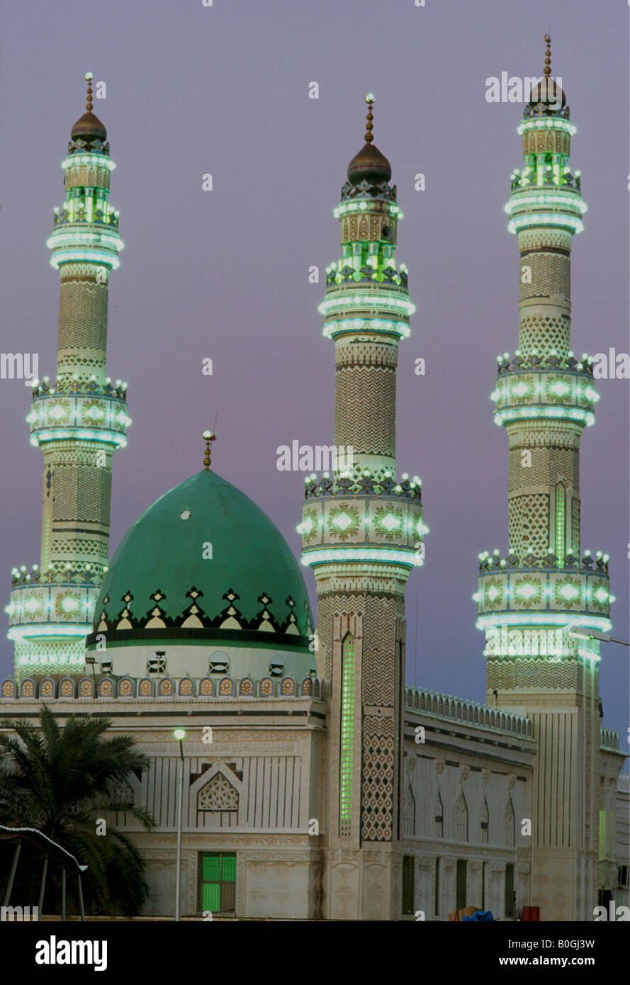 The exterior of the Hussein Mosque at dusk, Kuwait Stock Photo Alamy