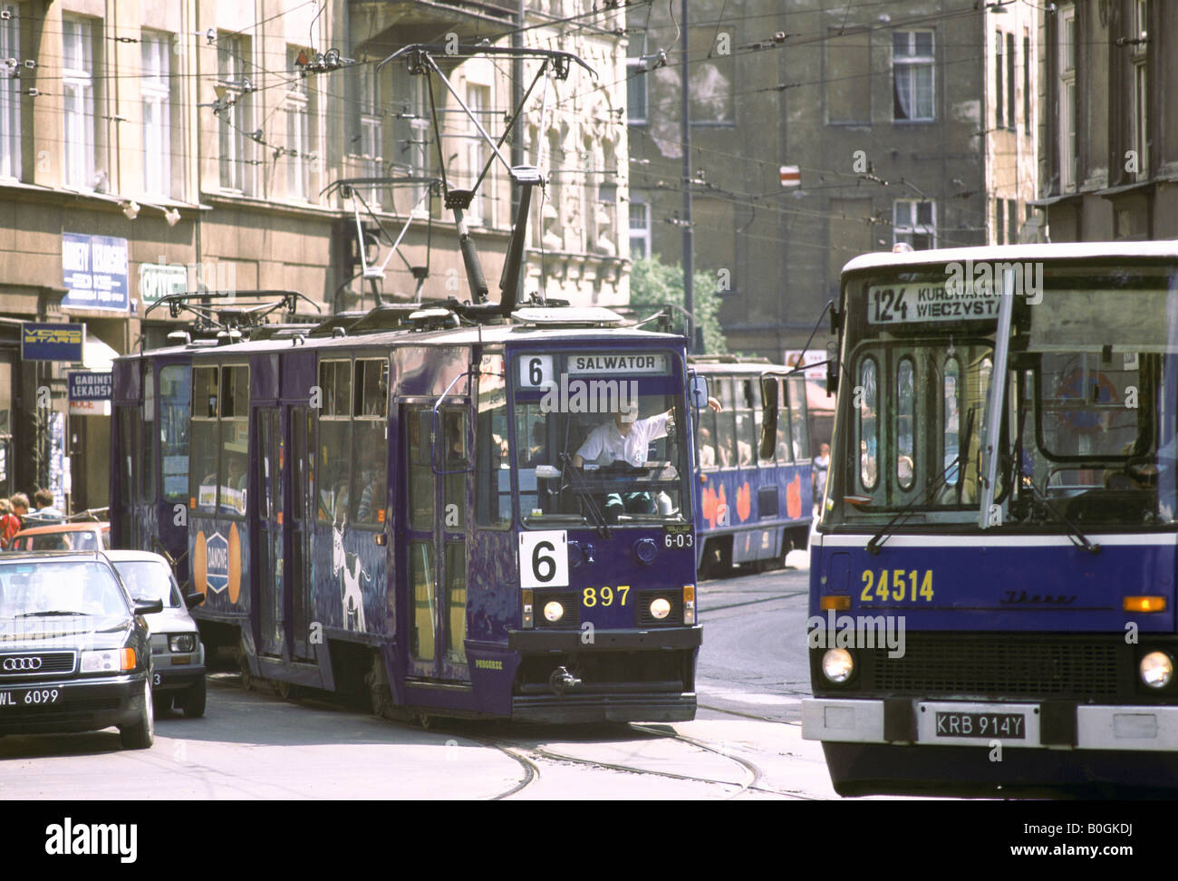 Traffic congestion in Warsaw, Poland. Stock Photo