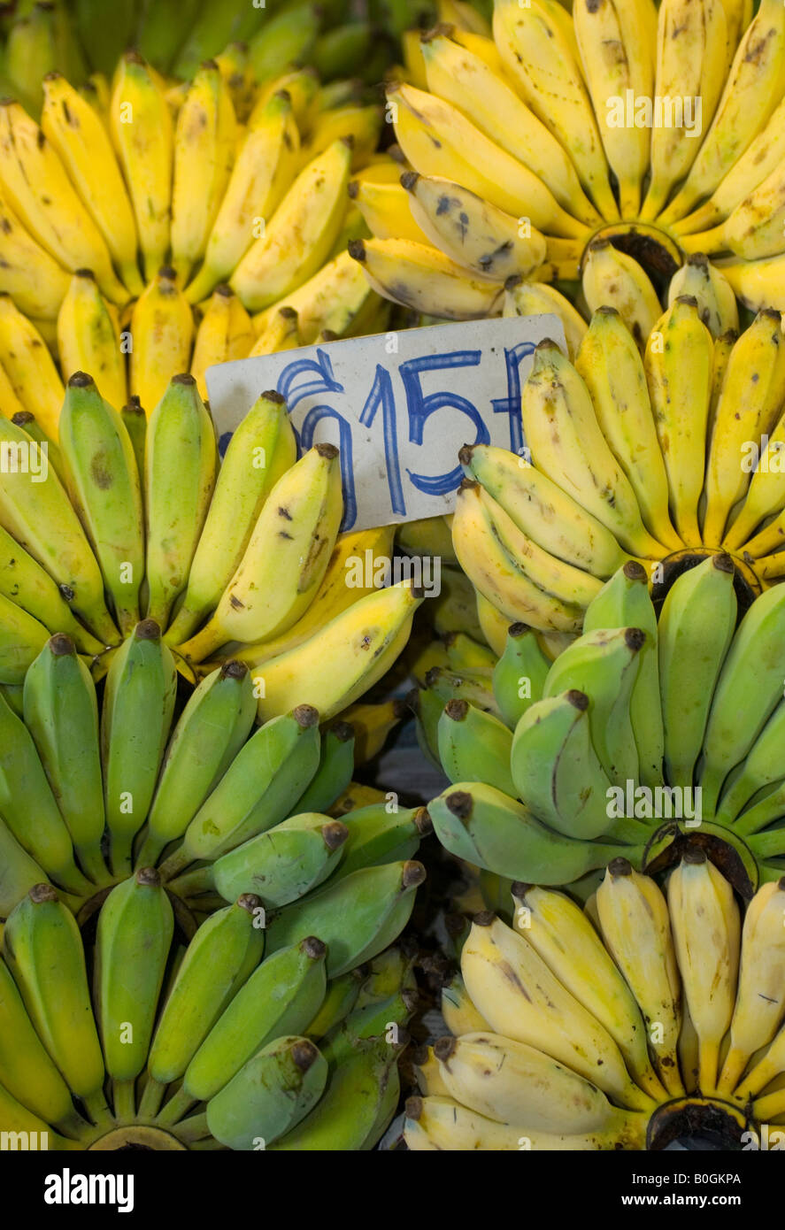 Bananas on sale at the local wet market Stock Photo