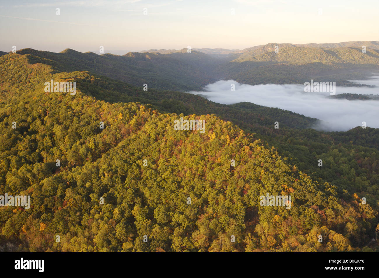 Mountain view of the Ataya tract and Cumberland Mountains from Cumberland Gap National Historic Park Stock Photo