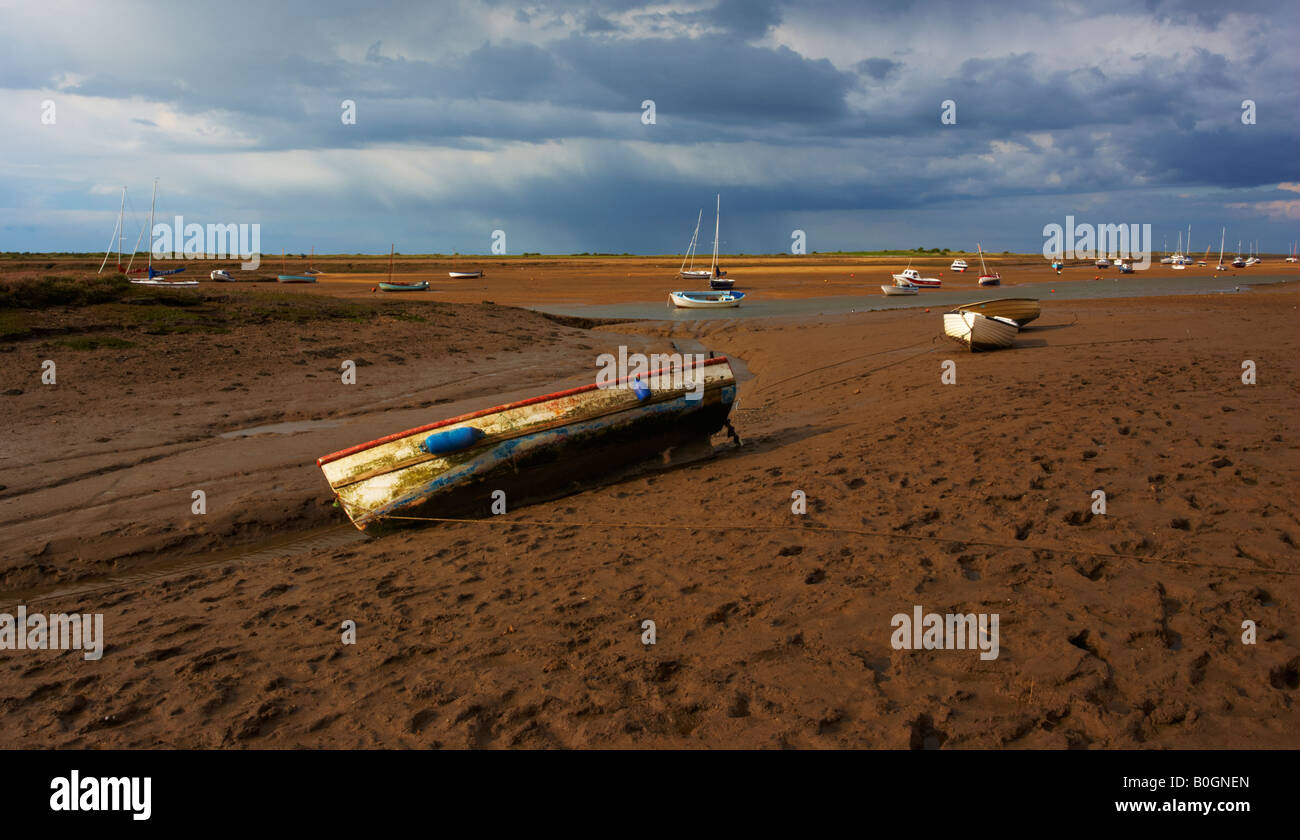 Brancaster Staithe on the North Norfolk Coast on a stormy spring afternoon Stock Photo