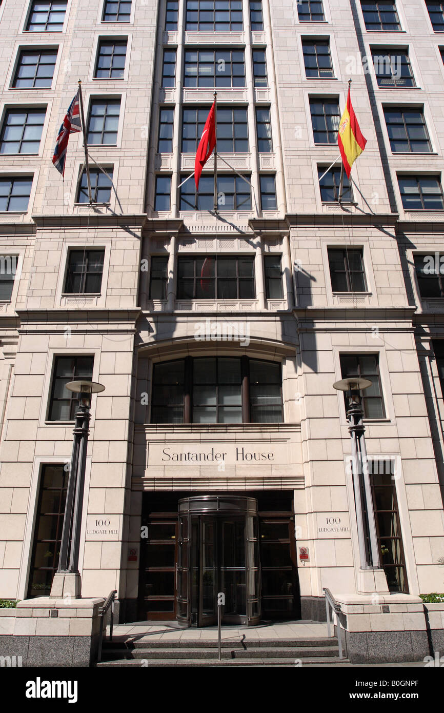 Abbey National bank banco Santander House London head office in Ludgate Hill Stock Photo