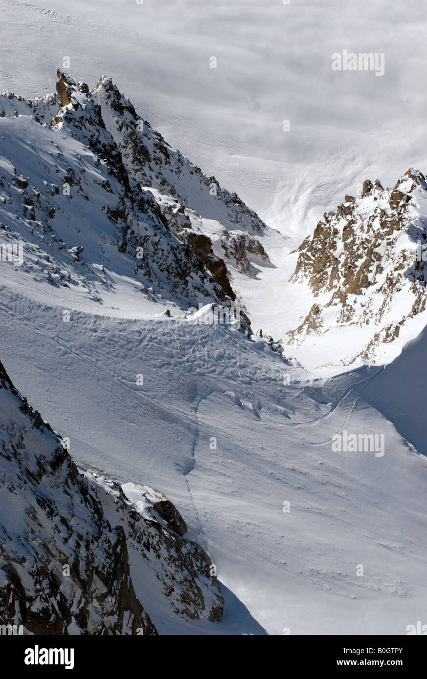 Rond Glacier exit couloir seen from above, Chamonix, France Stock Photo -  Alamy