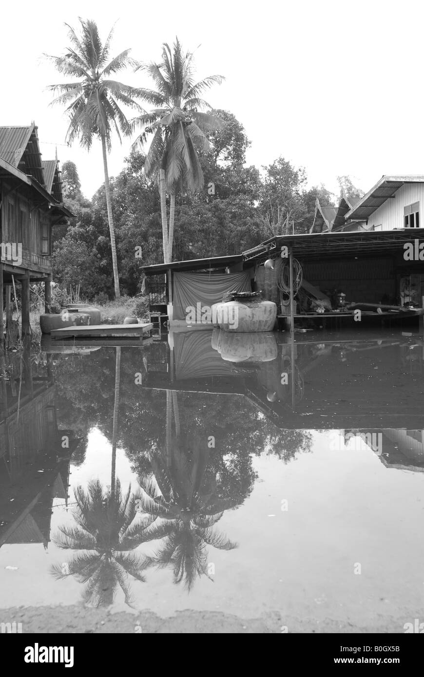 flooding in uthaithani, north of thailand. Stock Photo