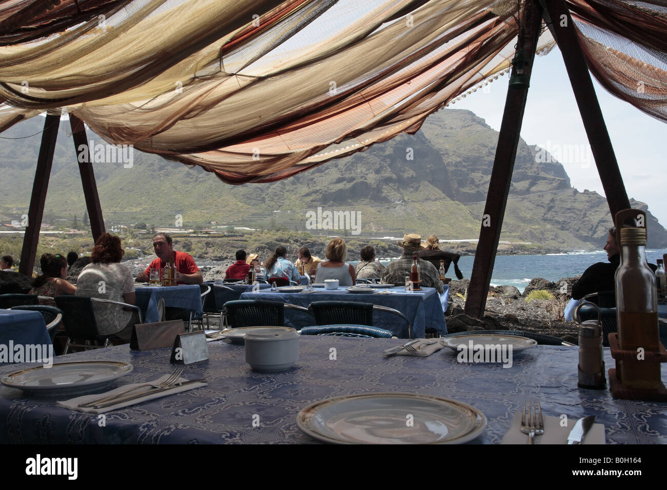 View from the Restaurant Burgado at the coast in Buenavista Stock Photo ...