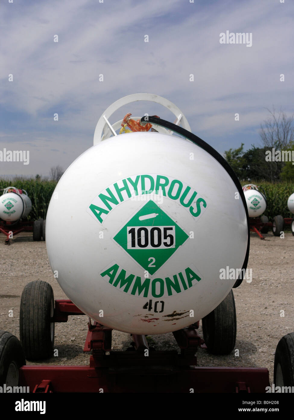 Anhydrous Ammonia tank for field application Stock Photo - Alamy