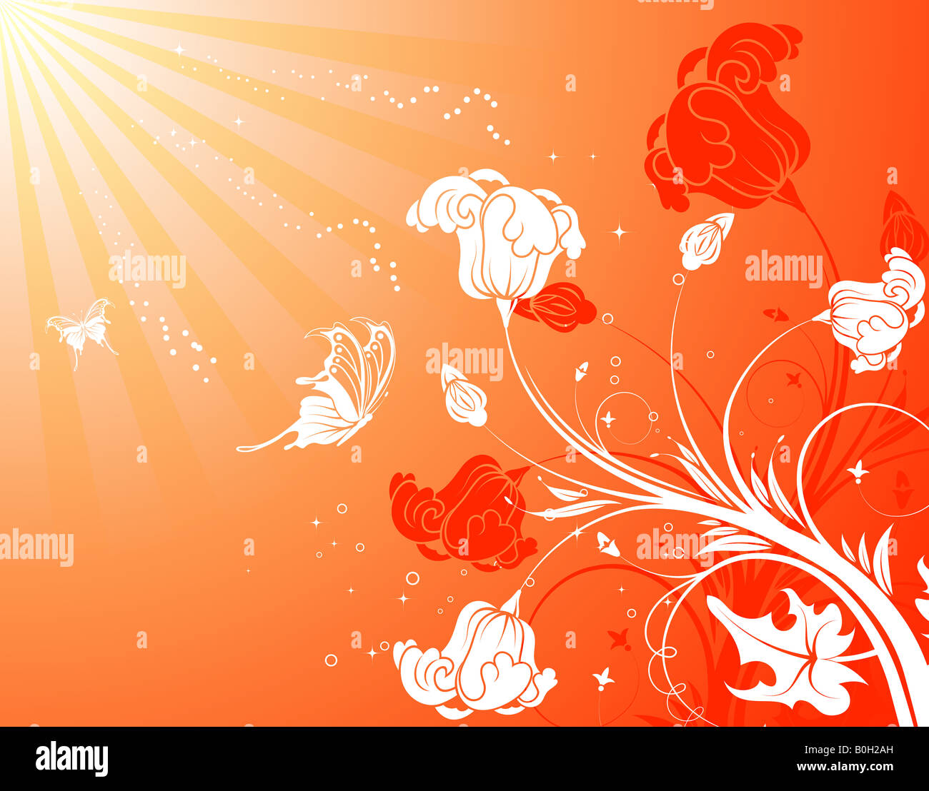 Flower background with butterfly Stock Photo - Alamy