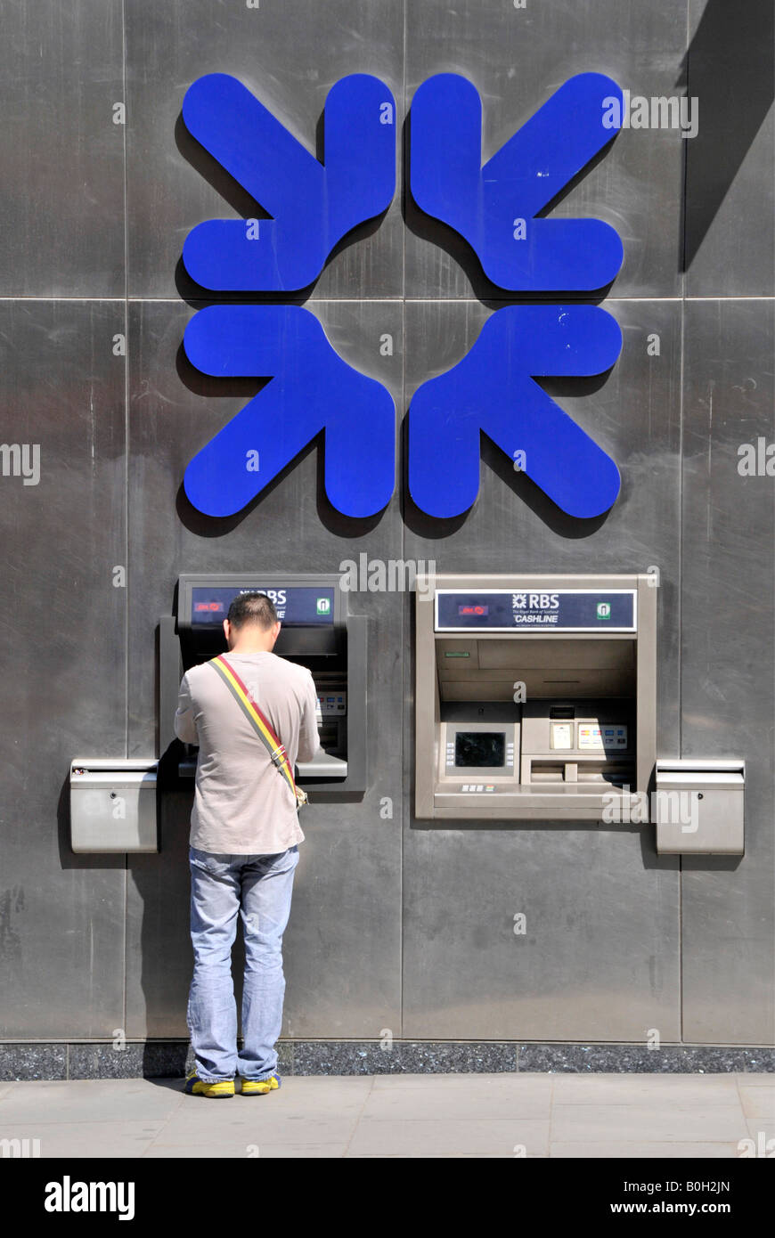 London hole in wall cash machine at Royal Bank Scotland bank branch Stock Photo