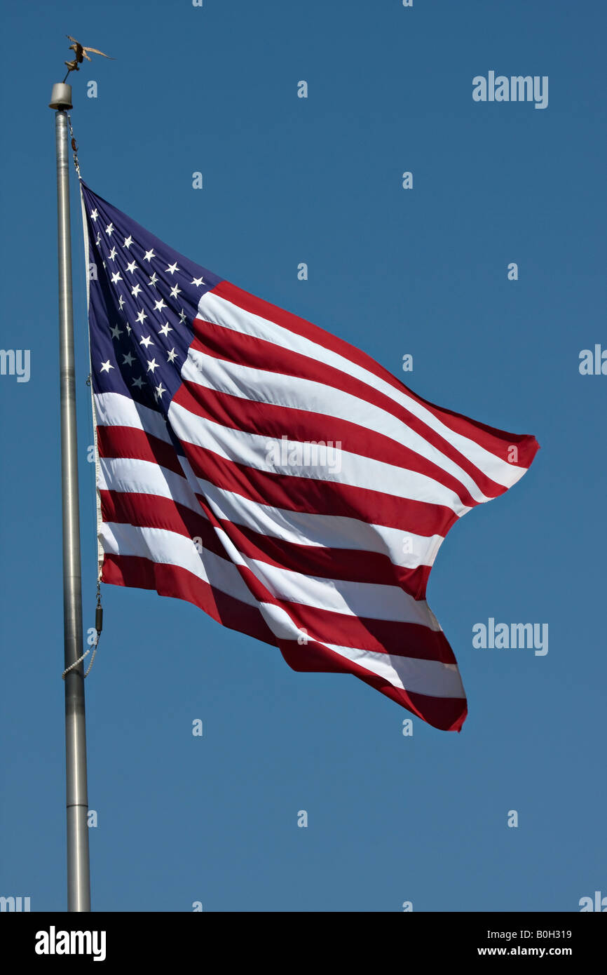 The American Flag Flies In The Breeze Stock Photo - Alamy