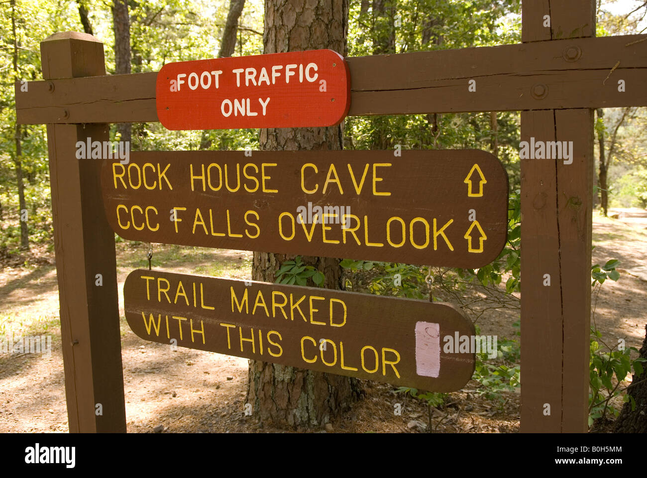 Petit Jean State Park Hiking Trail Sign Arkansas USA Stock Photo