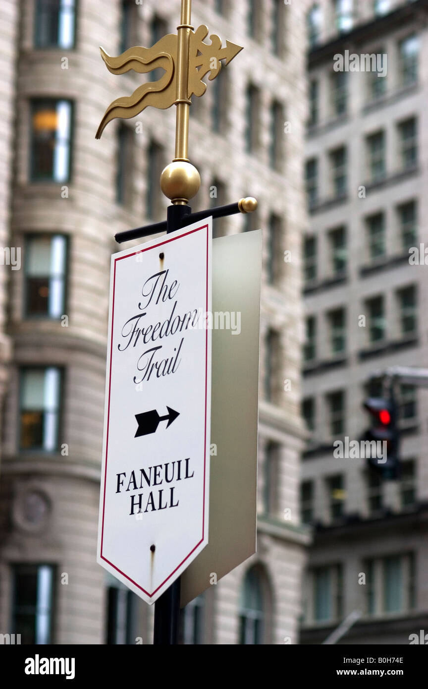 Freedom trail sign Faneuil hall, Boston, Massachusetts Stock Photo Alamy