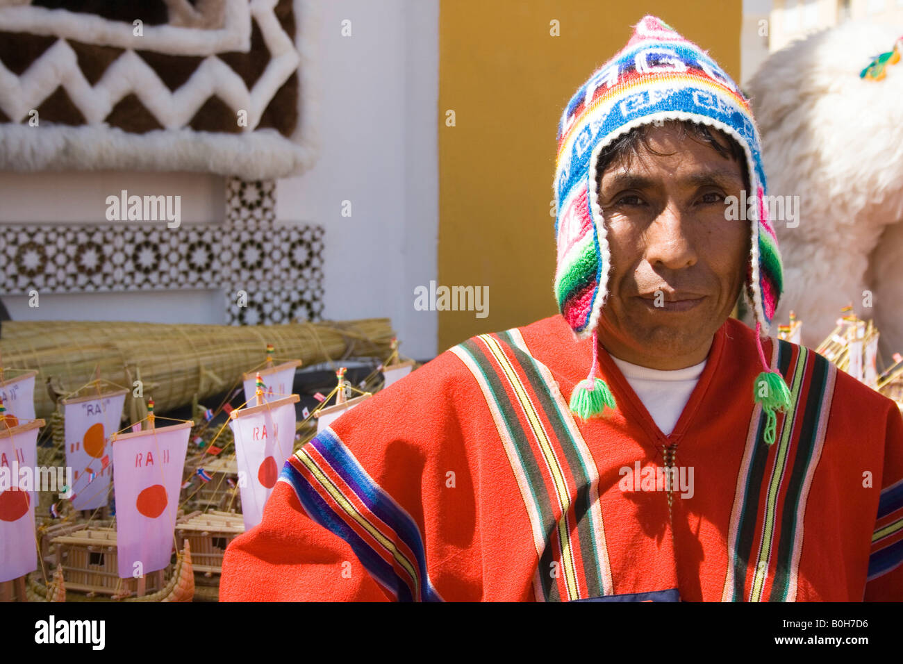 Man in traditional Bolivian costume Stock Photo
