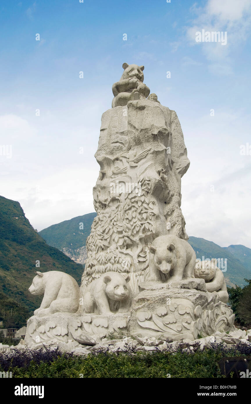 Giant panda statue at Baoxing Sichuan China, the locality where Pere David was the first westerner to set eyes on a giant panda Stock Photo