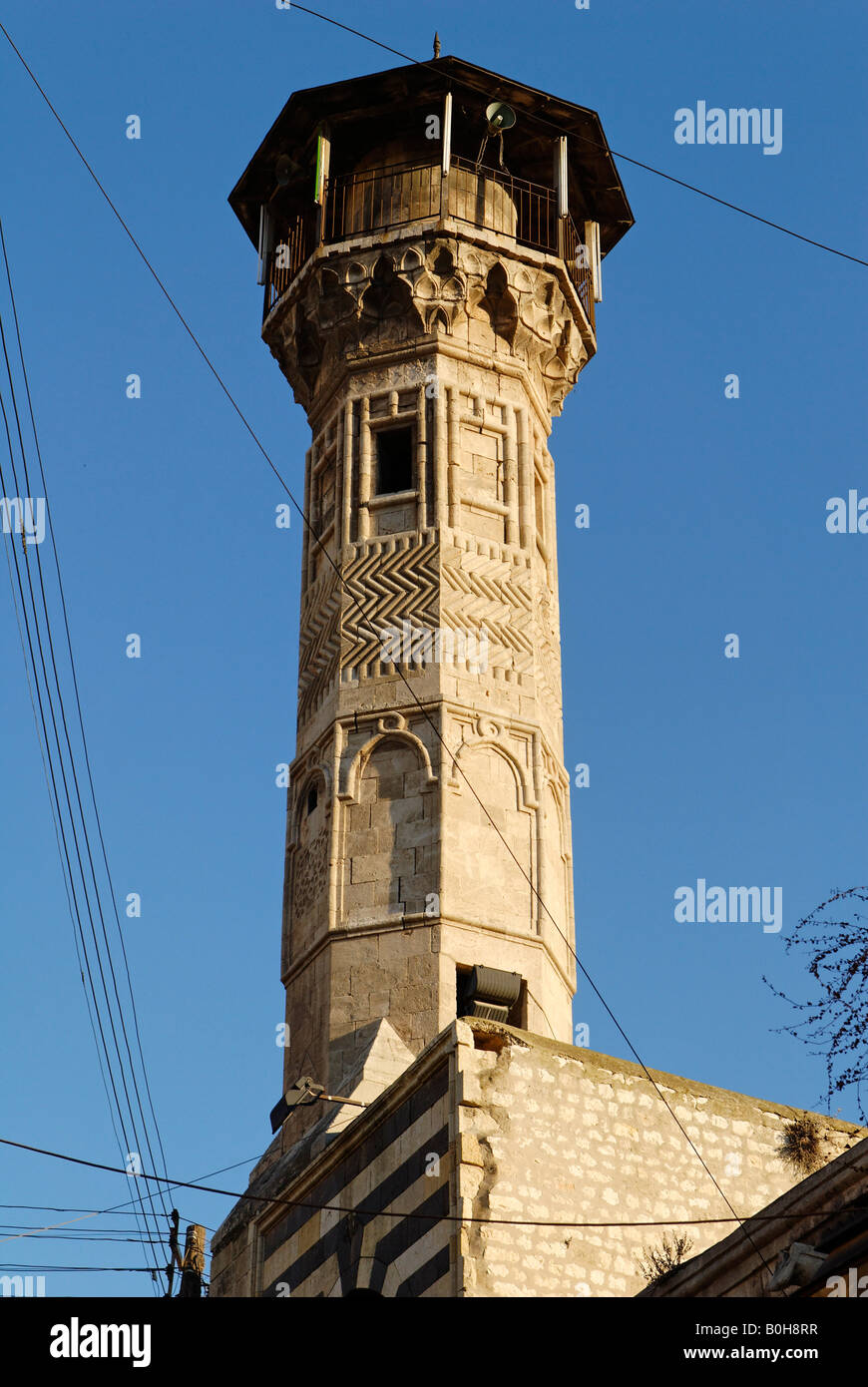Historic minaret in Aleppo, Unesco World Heritage Site, Syria, Middle East Stock Photo