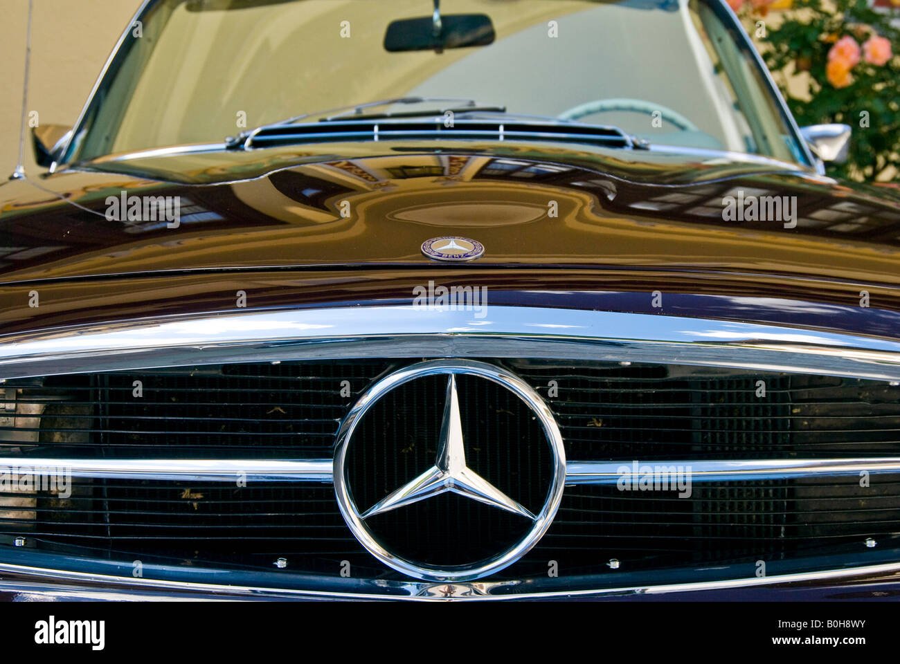Vintage or classic car radiator grill and Mercedes star symbol, Mercedes-Benz  190 S Stock Photo - Alamy