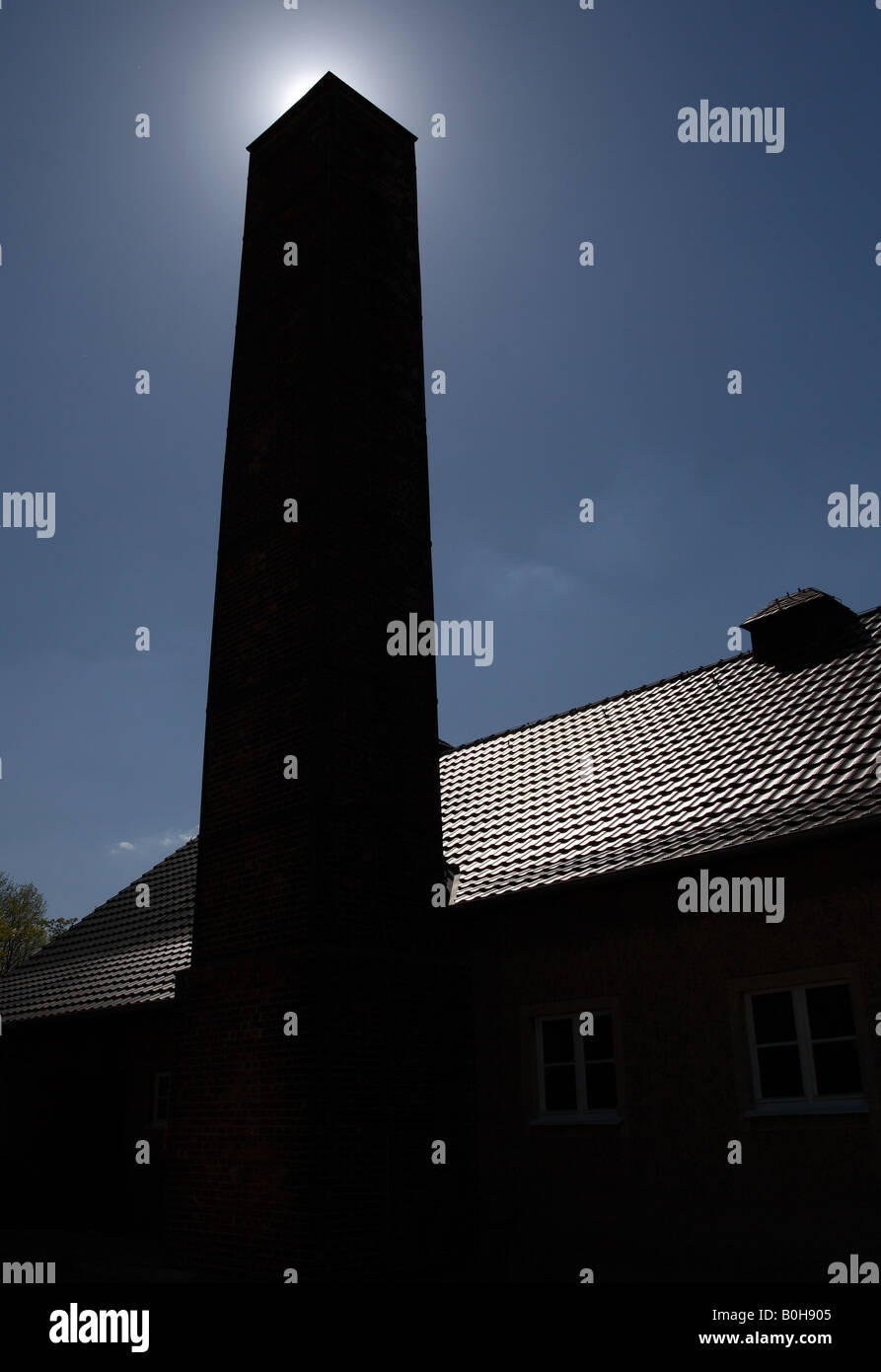 The crematorium chimney at the Nazi concentration camp of Buchenwald near Weimar in Germany Stock Photo