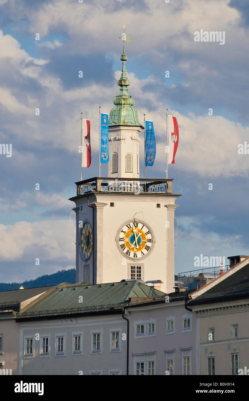 Clock tower of the old town hall, Salzburg, Austria, Europe Stock Photo