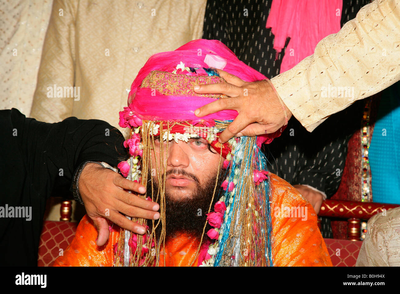 Sheik Medimir Naiz during his wedding held at a Sufi shrine in Bareilly, Uttar Pradesh, India, Asia Stock Photo