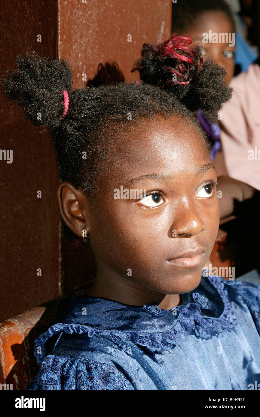 Portrait of young girl, Douala, Cameroon, Africa Stock Photo
