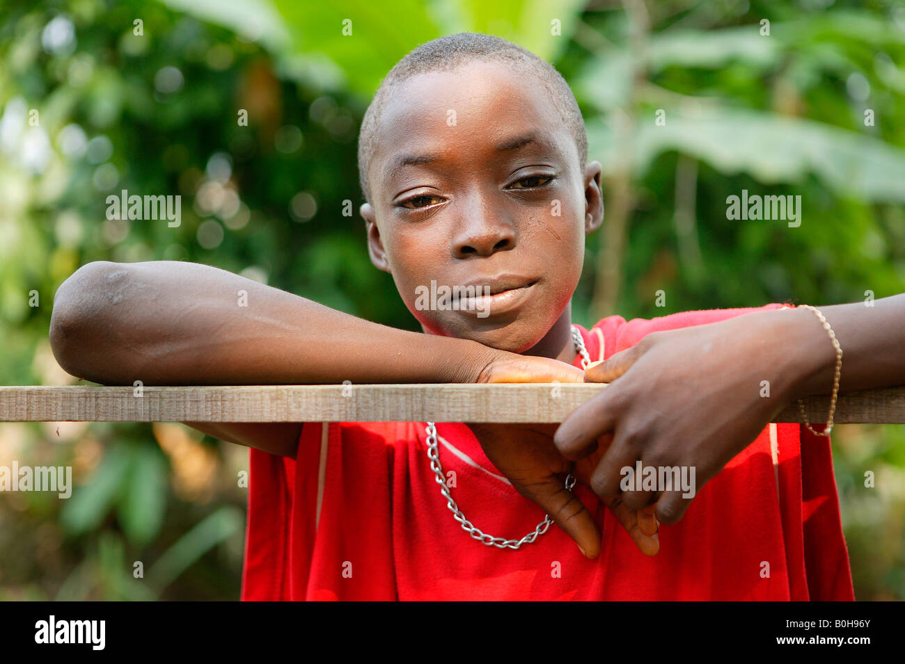 Portrait of a boy at an AIDS / HIV orphanage in Douala, Cameroon, Africa Stock Photo