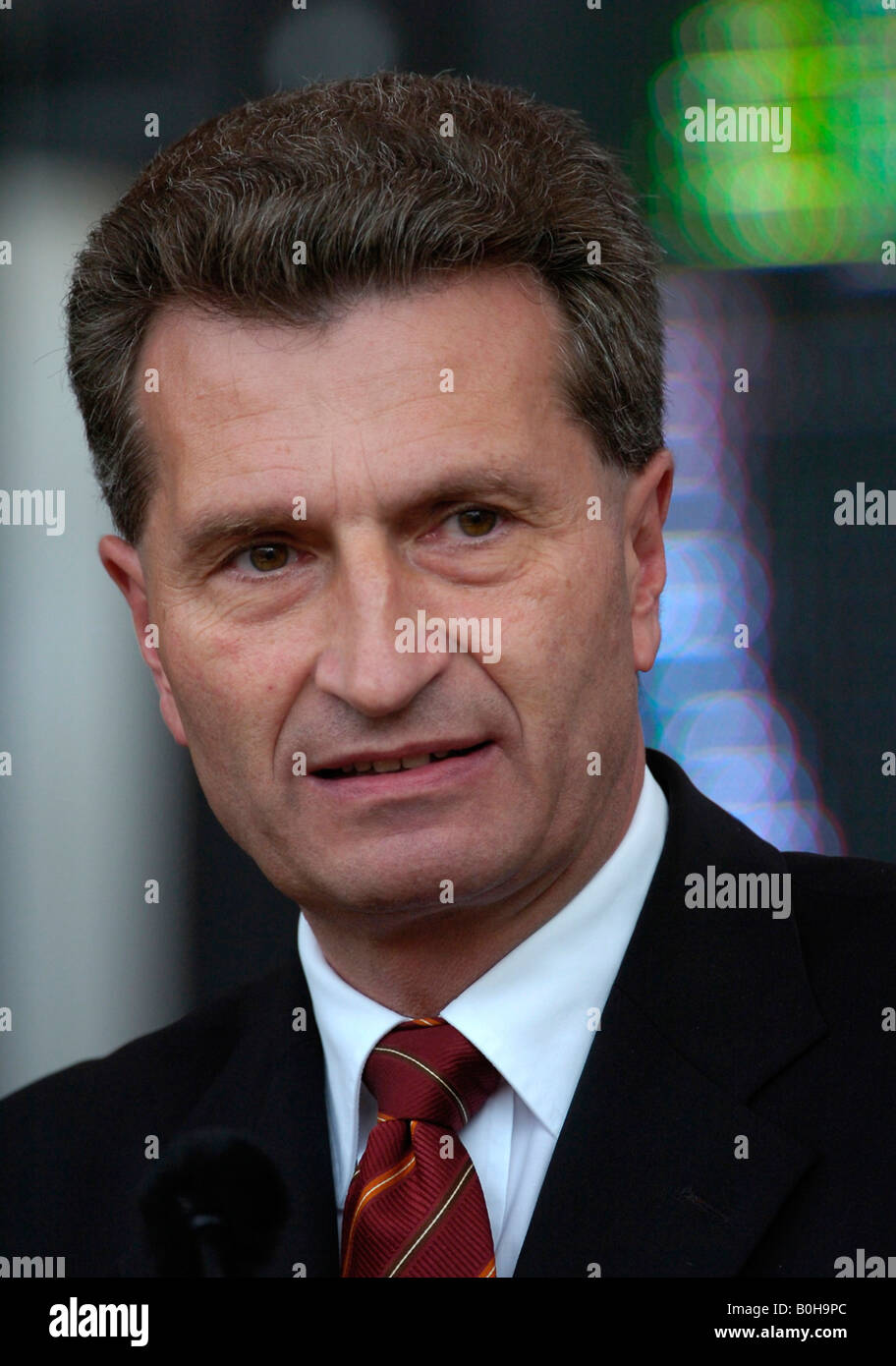 Left to right, Guenther H. Oettinger, Christian Democratic Union of Germany, CDU premier of Baden-Wuerttemberg Stock Photo
