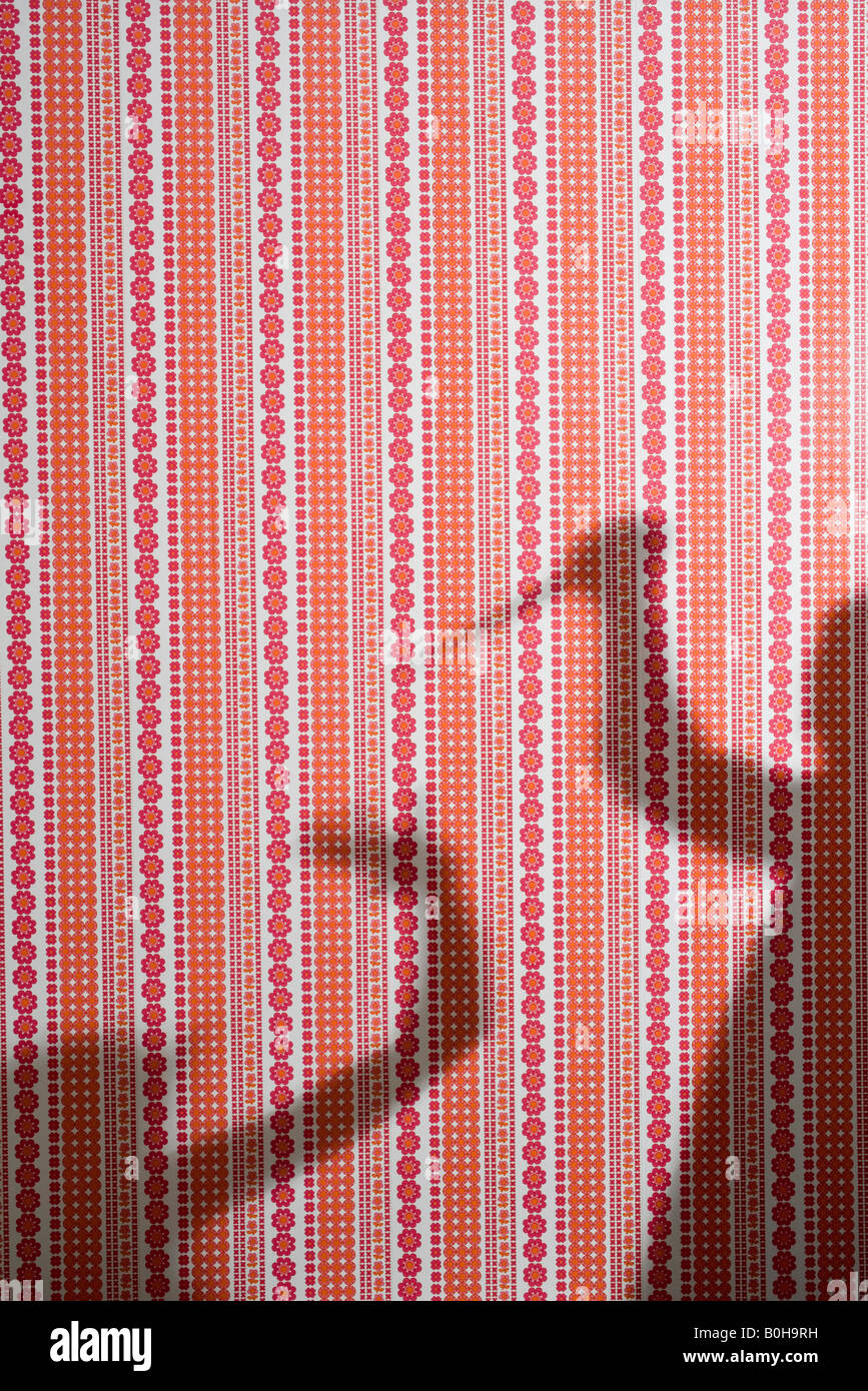 Shadow on wallpaper, violent scene, stabbing Stock Photo