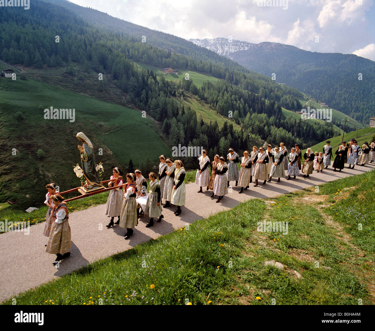 Corpus Christi procession in Durnholz, Valdurna, Sarntal, Sarentino, Province of Bolzano-Bozen, Italy Stock Photo