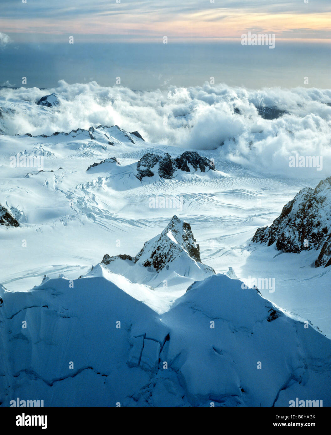 Southern Alps, aerial view, Aoraki/Mount Cook National Park, South Island, New Zealand Stock Photo