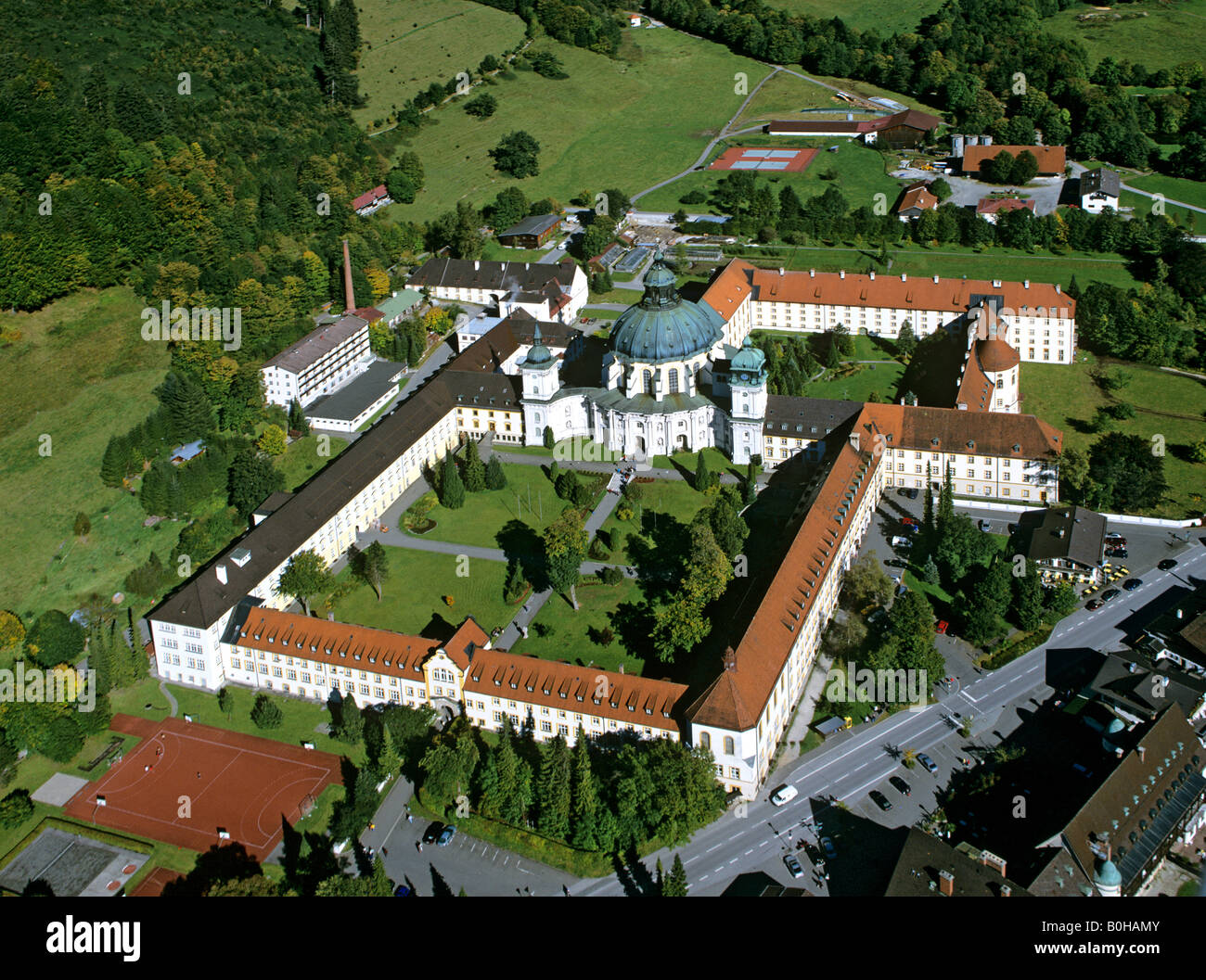 Kloster Ettal, Ettal Abbey, Benedictine monastery, aerial view, Upper ...