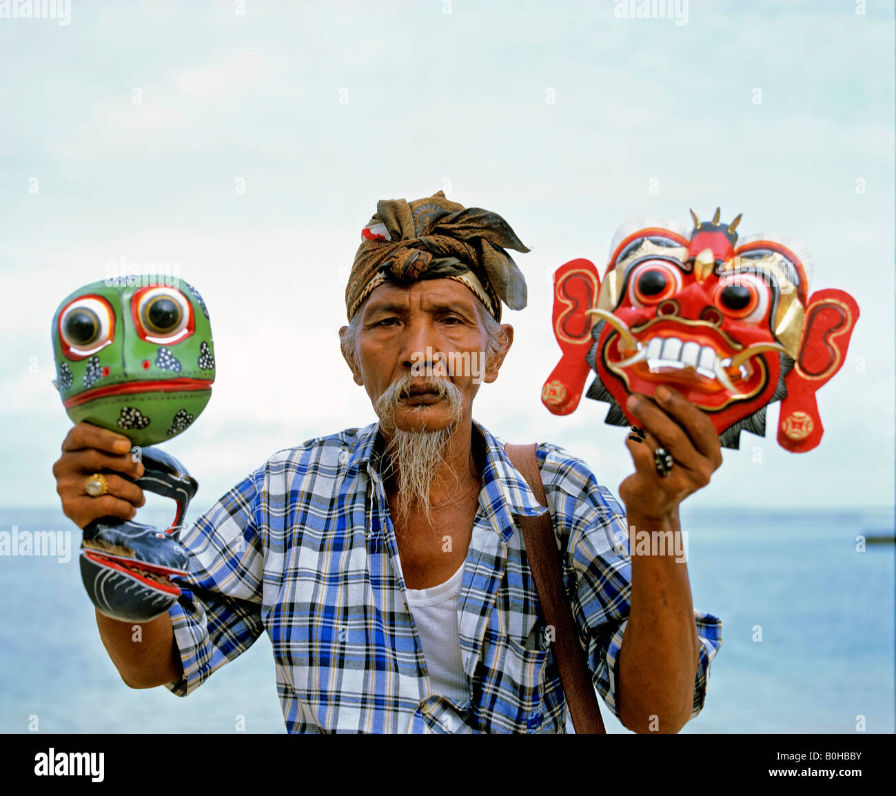 Mask seller, souvenirs, Bali, Indonesia Stock Photo