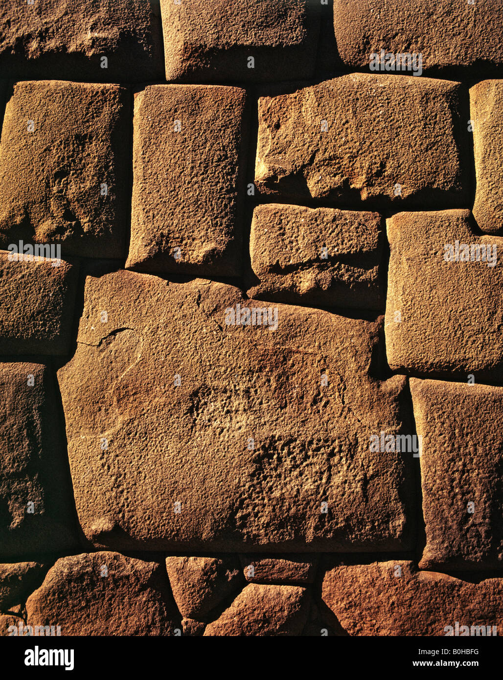 Dodecagonal stone, Inca wall, Calle Hatunrumiyoc, Cusco, Peru, South America Stock Photo