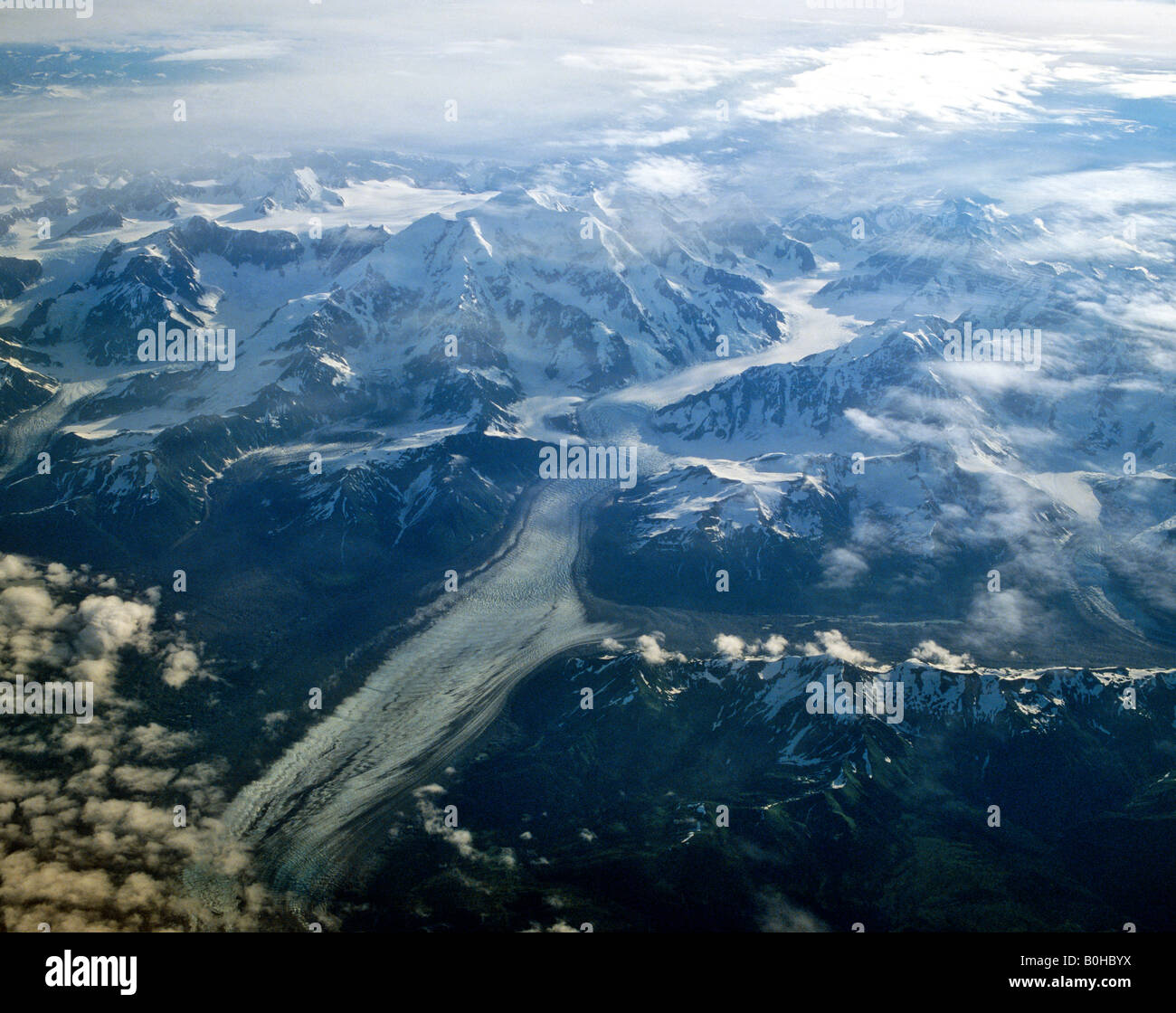 Glacier in southern Alaska, aerial view, USA Stock Photo