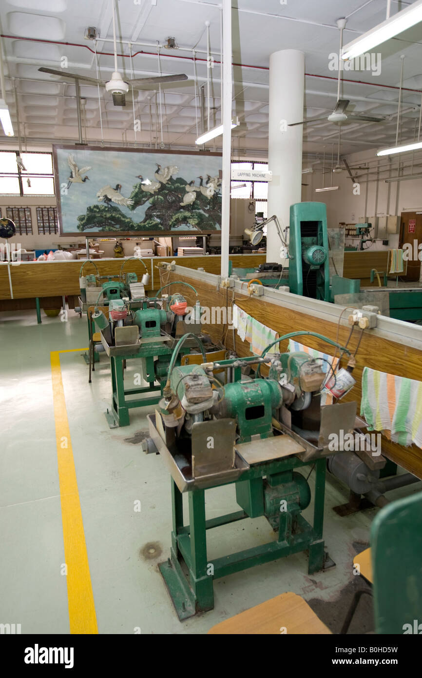 Factory, machines used for the production of jade figures and jewellery at the Singapore GEMS + Metals Co. PTE Ltd., Singapore, Stock Photo