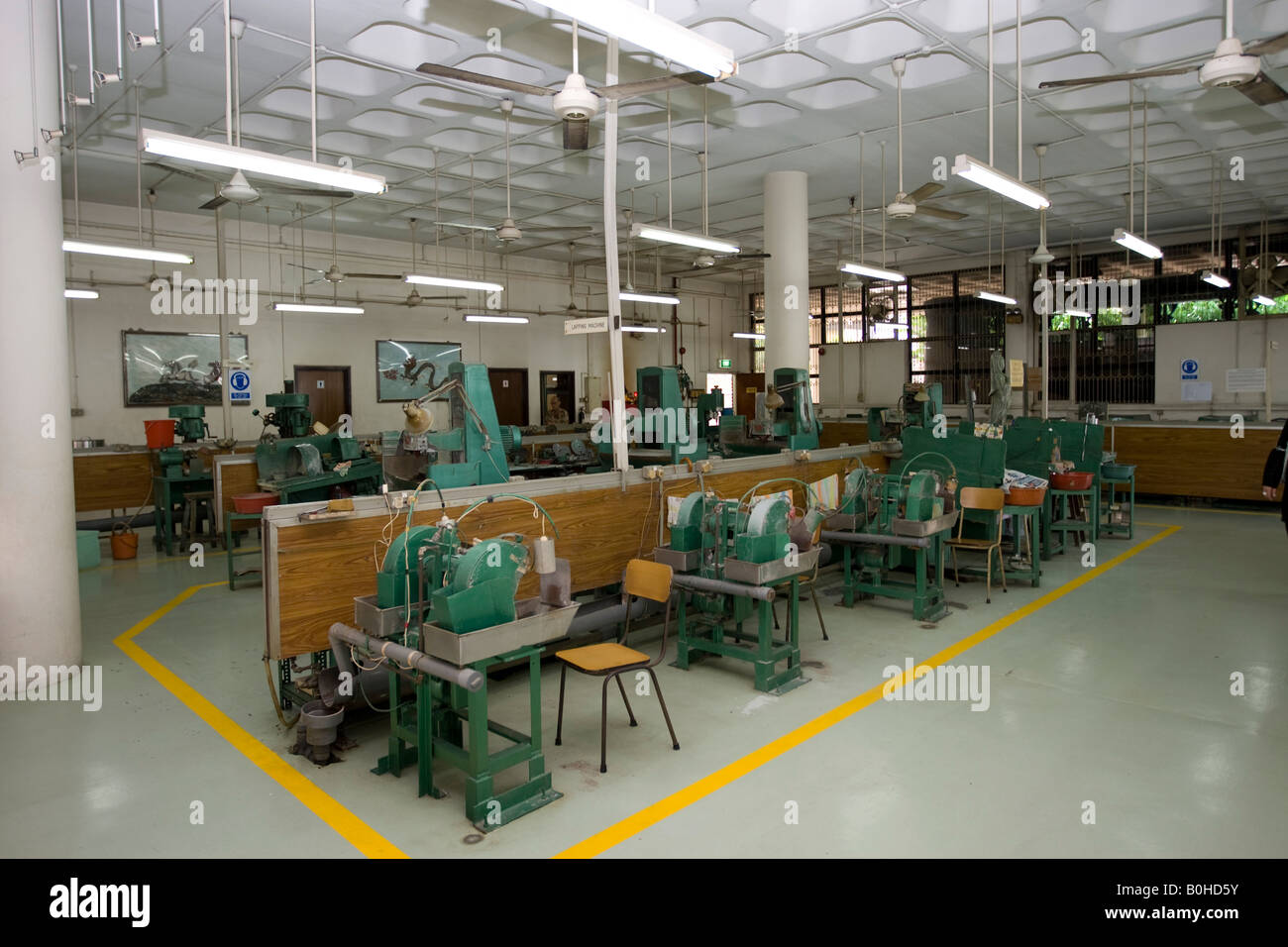 Factory, machines used for the production of jade figures and jewellery