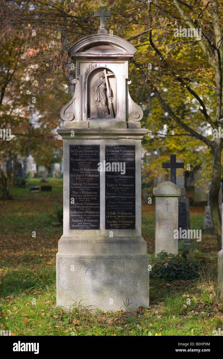 Grave of Maximilian Ritter von Widnmann, 1812-1895, sculptor, Alter Suedfriedhof Cemetery, Munich, Bavaria, Germany Stock Photo