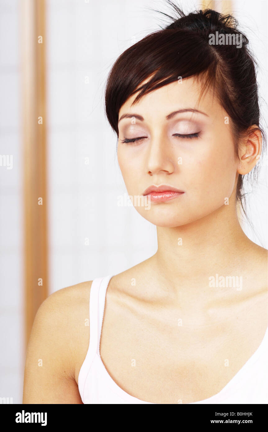 Young woman relaxing, meditating Stock Photo