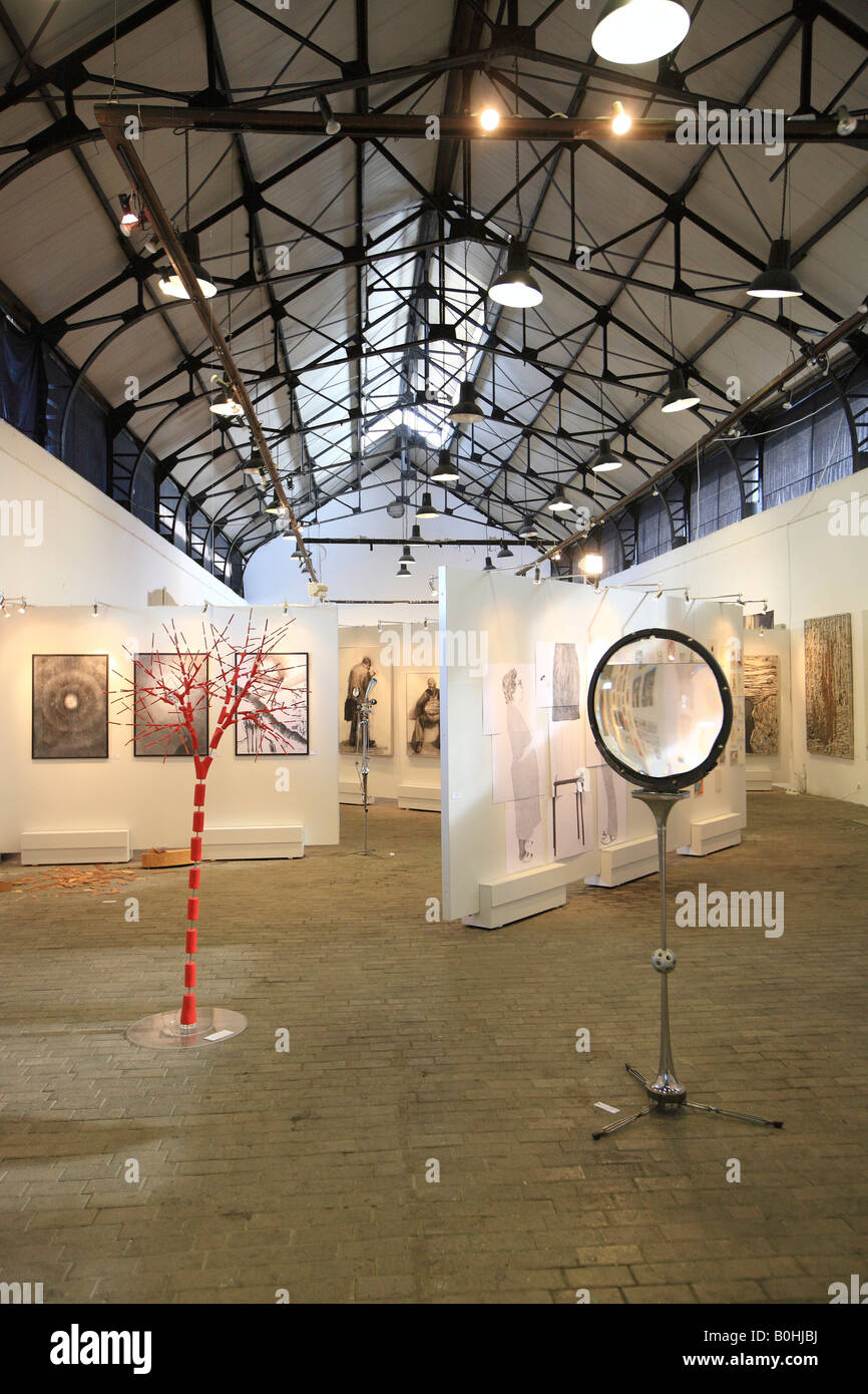 Art piece, giant magnifying glass, indoor art exhibition in the Gazi Factory, Athens, Greece Stock Photo