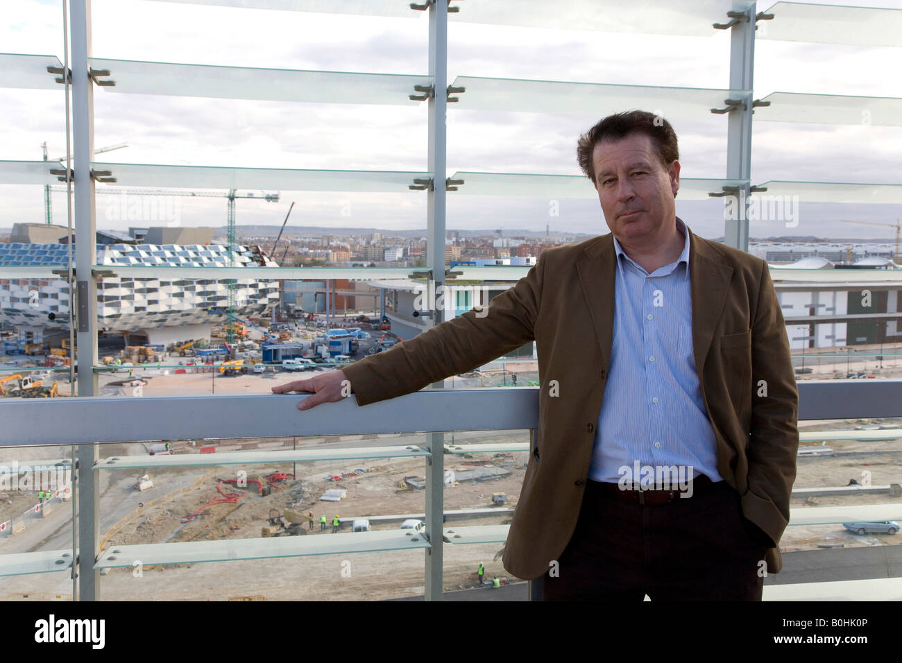 Jeronimo Blasco Jauregui, Expo's general director of operations and contents pictured in front of the building site, Expo 2008  Stock Photo