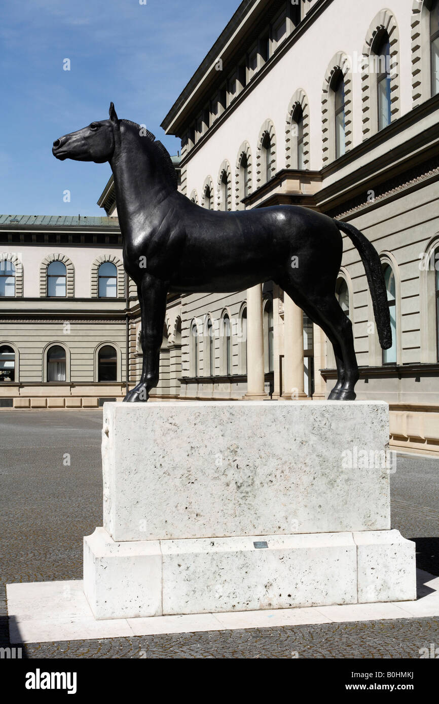 Horse statue, Bayerisches Hauptstaatsarchiv, Bavarian State Archives, Munich, Bavaria, Germany Stock Photo