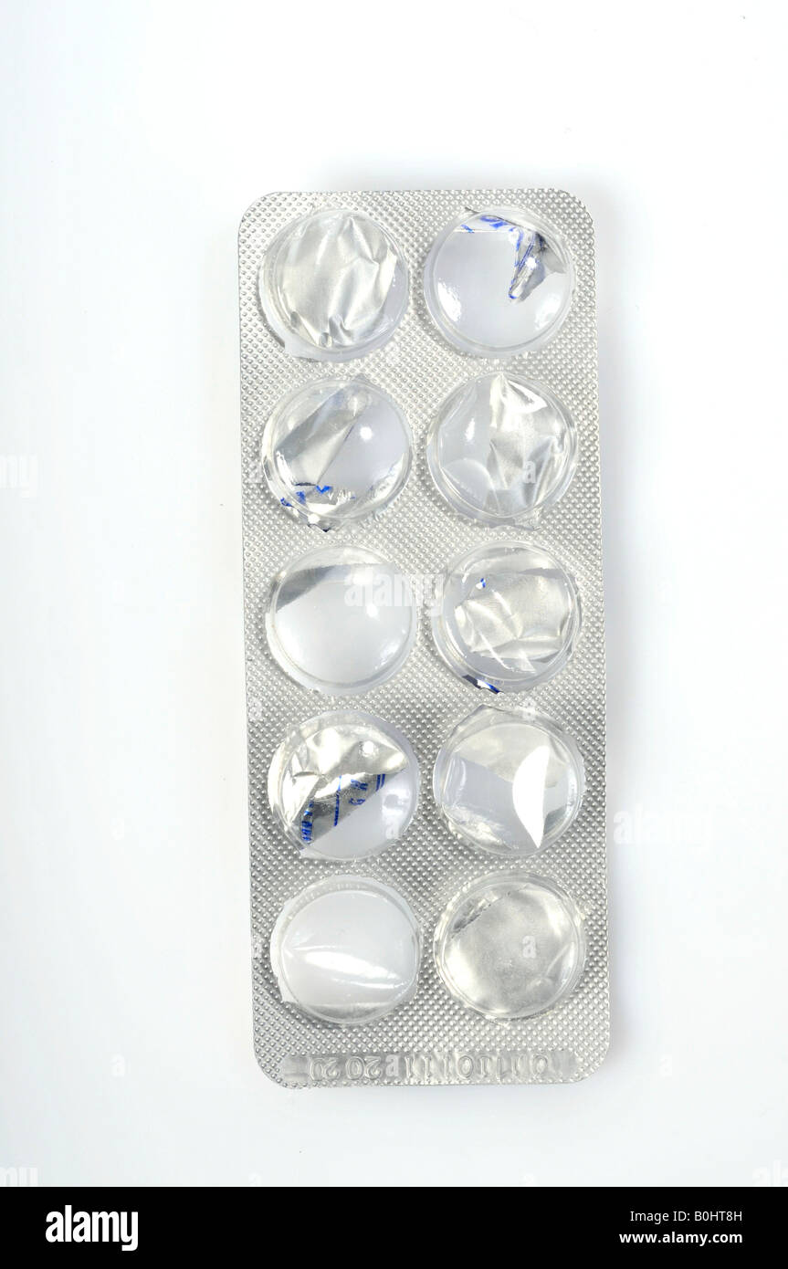 Empty pack of tablets pill packaging blister pack Stock Photo