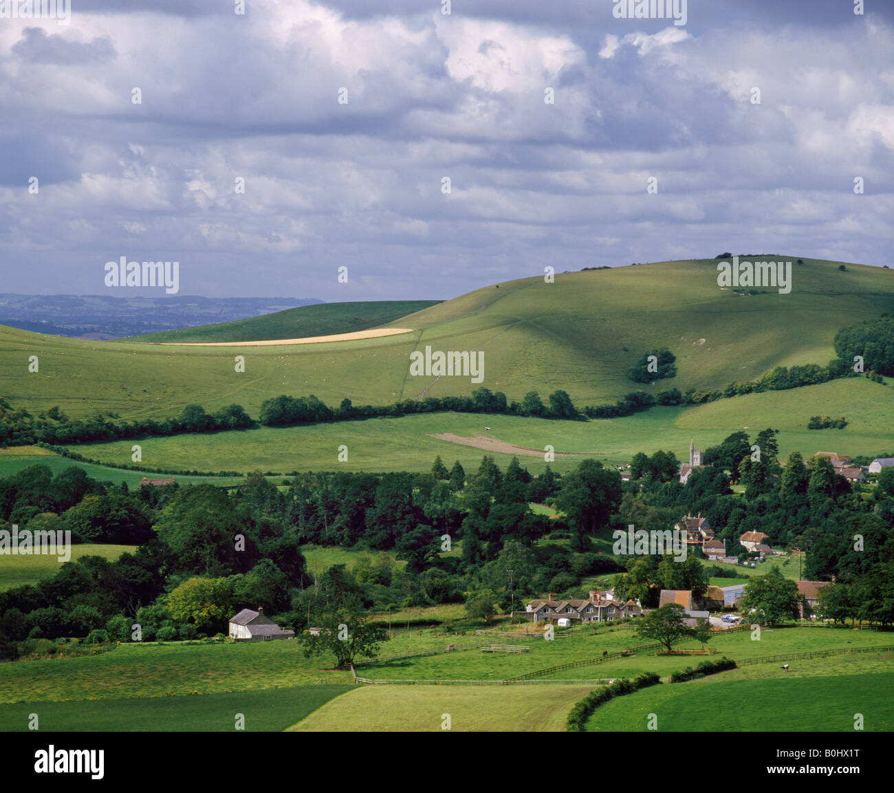 Melbury Abbas and Melbury Hill on Cranborne Chase Dorset England Stock Photo