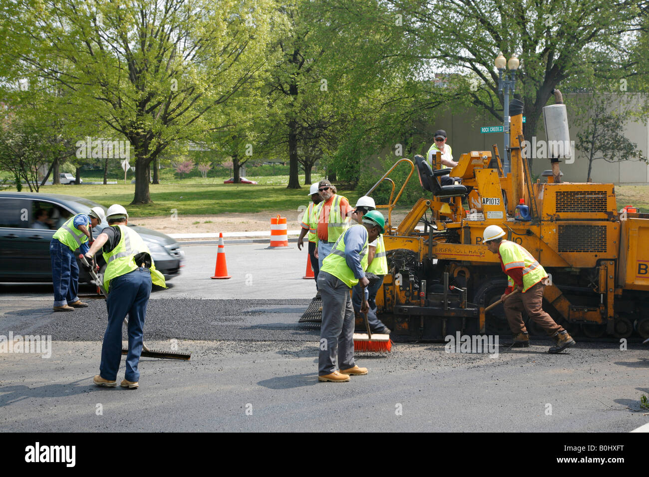 Road construction crew on site, Washington DC, USA Stock Photo Alamy