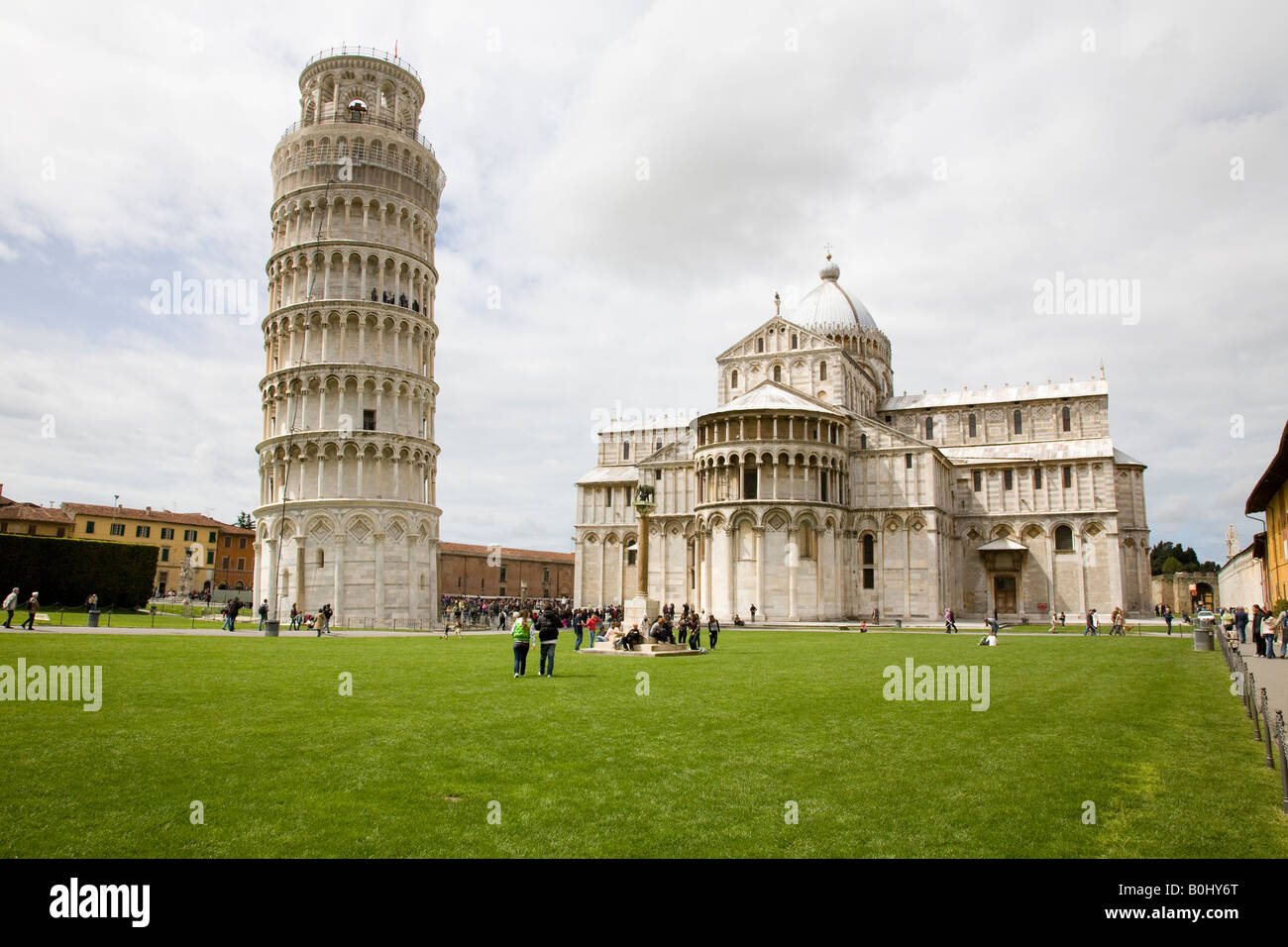 the Leaning Tower and Piazza del Duomo Pisa Stock Photo