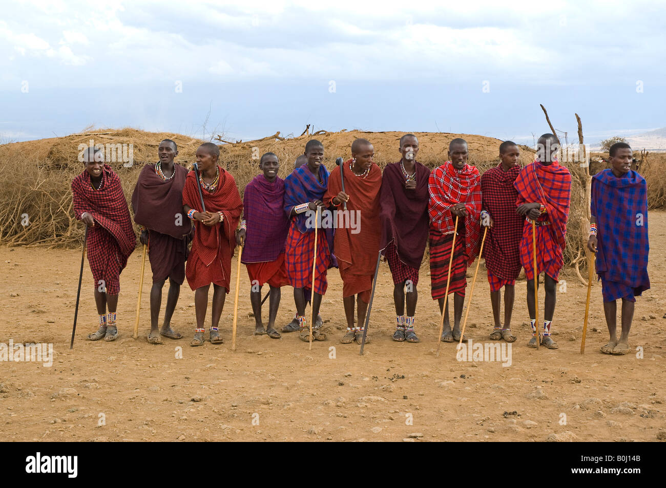 Masai settlement in Amboseli National Park, Kenya, Africa Stock Photo ...