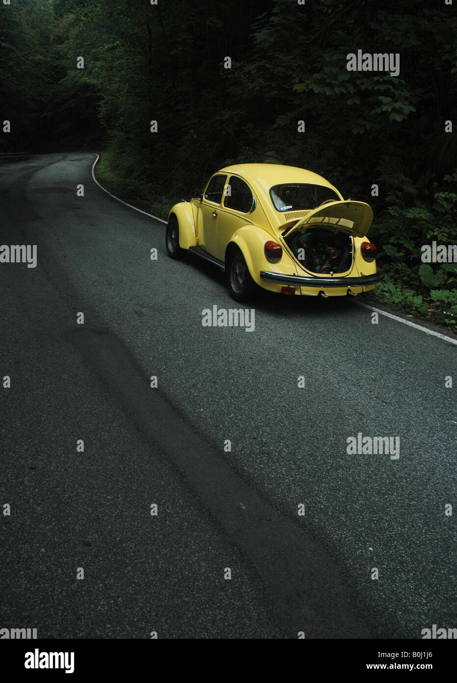 yellow VW beetle Stock Photo