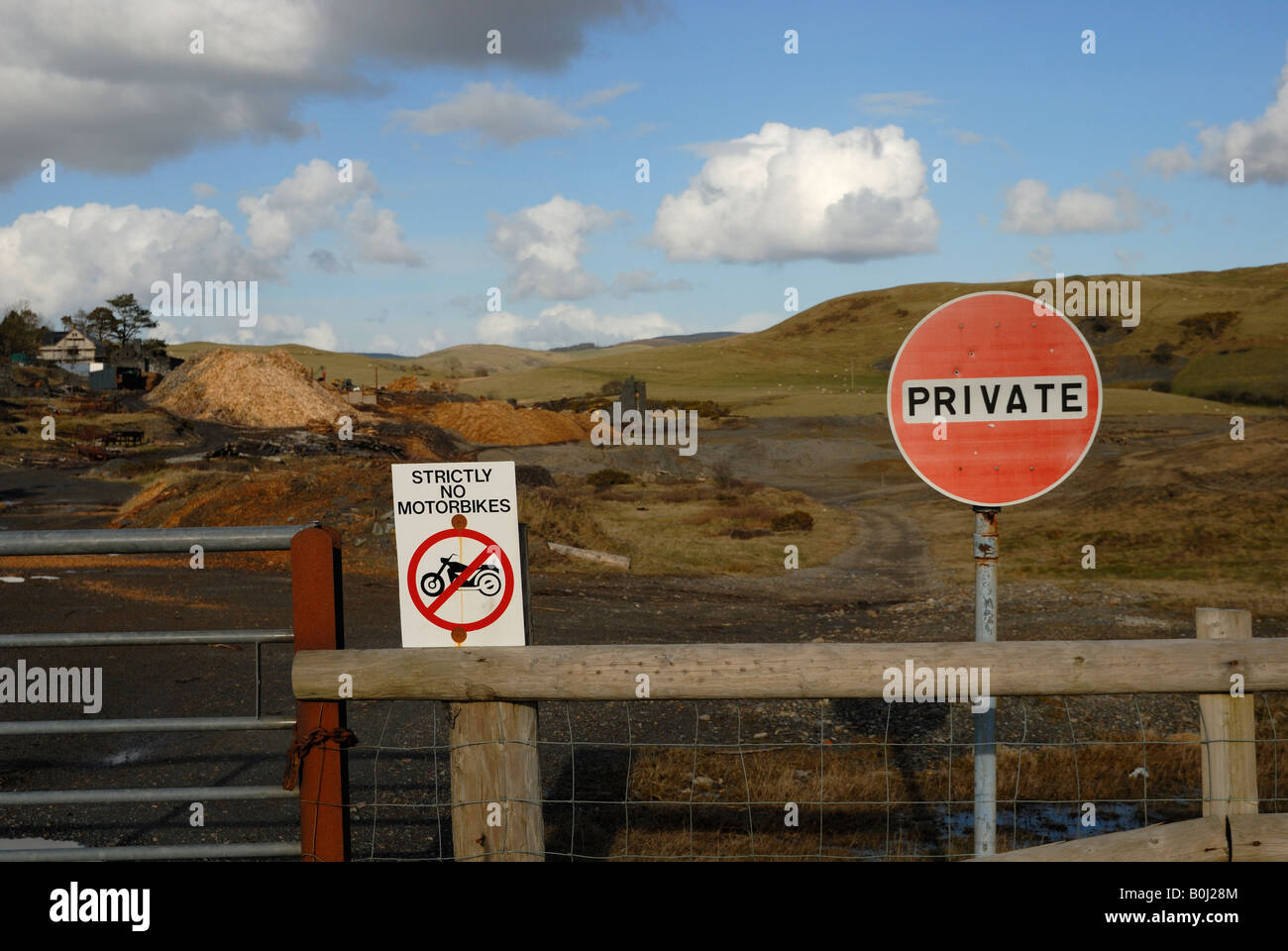 Fencepost production on an abandoned mining site Ceredigion, Wales Stock Photo