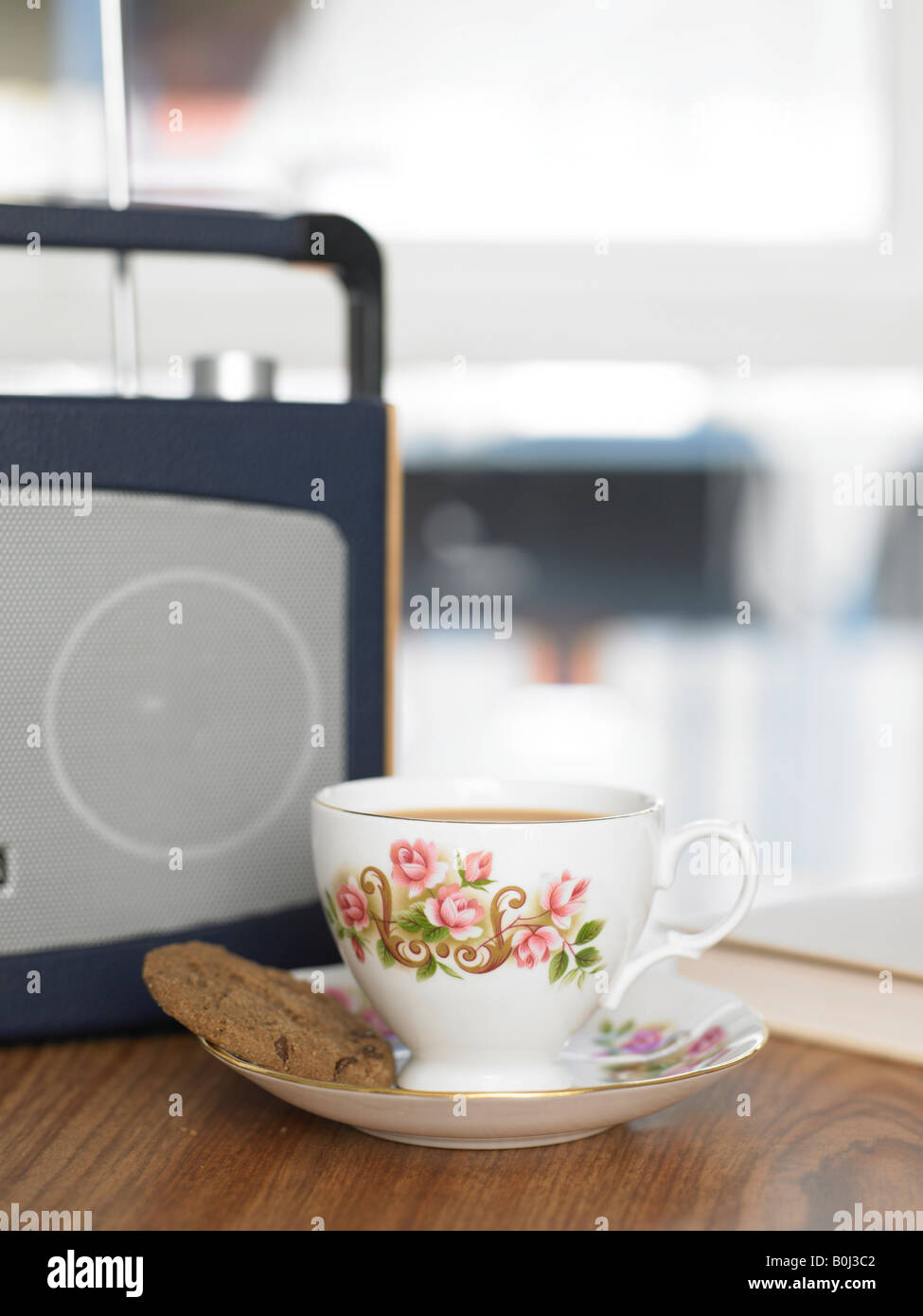 cup of tea and biscuit Stock Photo